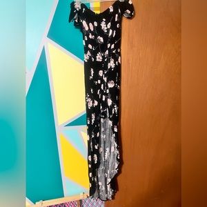 Floral Romper Maxi Skirt. Off shoulder